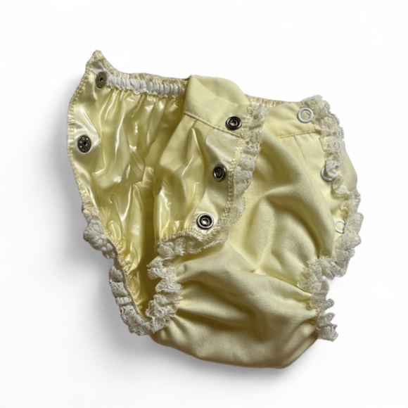 Vintage Bryan Baby Girls Size Small Dress Plastic Lined Bloomers Yellow Floral V - Picture 4 of 6